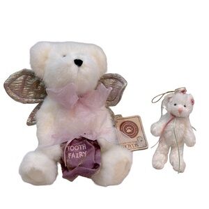 Boyds Bears Plush‎ Tooth Fairy Bear w/ Wings & Mini Bear Ornament Vintage 2001